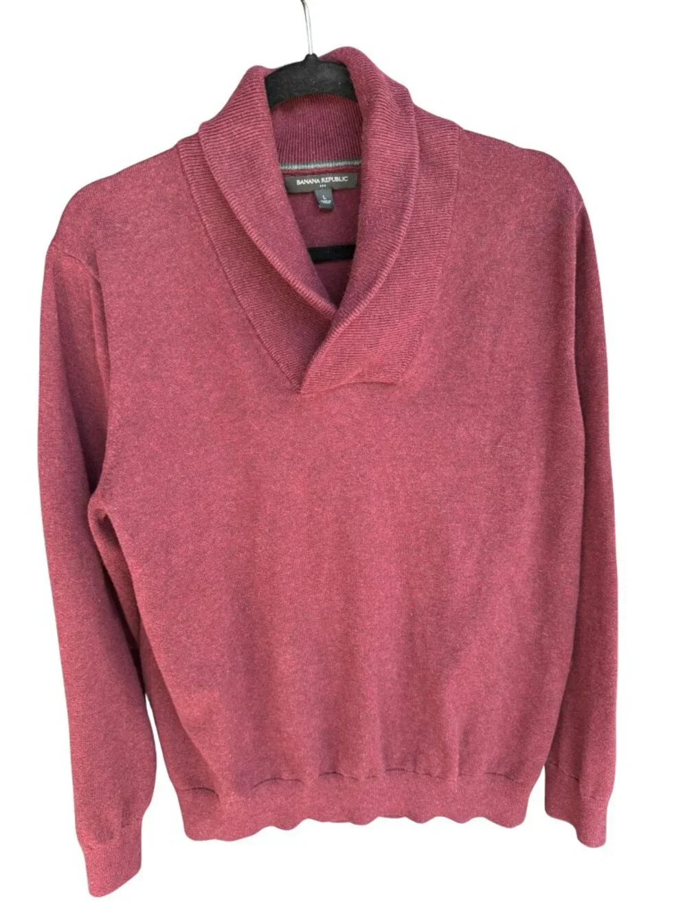 Banana Republic 100% Cotton Shawl Collar Pullover Sweater Burgundy Heather Men's